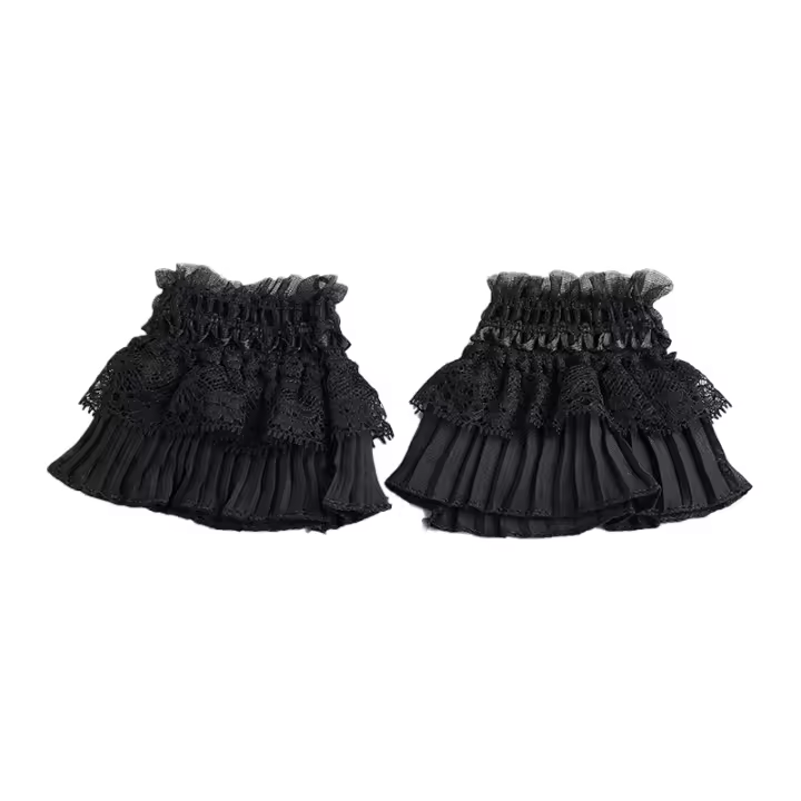 Pareja De Mangas Desmontables Para Dama Convoluciones Finas Y Encaje Mangas Flares Con Volantes Guantes Calientes Para Muñeca Suéter Blusa - 1