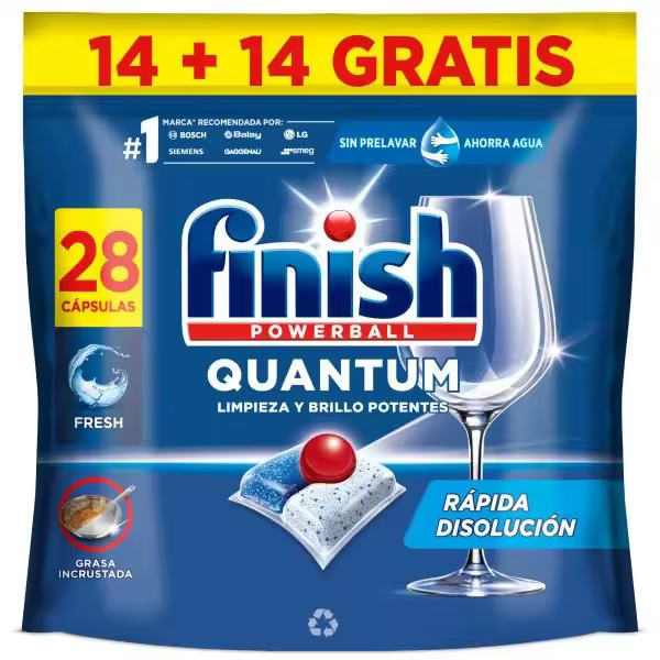 FINISH Quatum Cápsulas Lavavajillas 14+14  28 uds Lavavajillas en Cápsulas - 1