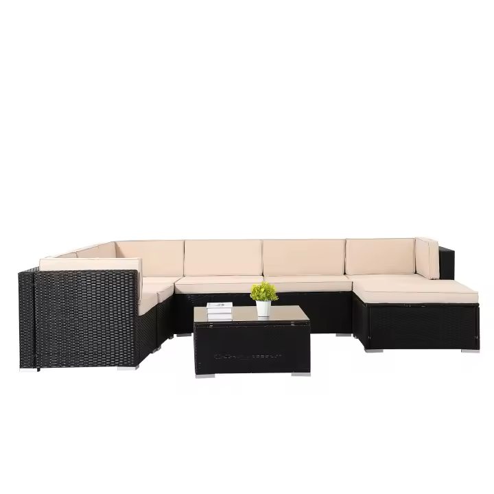 AREBOS Muebles de Jardín Polirratán Lounge |  Resistente UV | Negro | Lounge Sevilla - 1