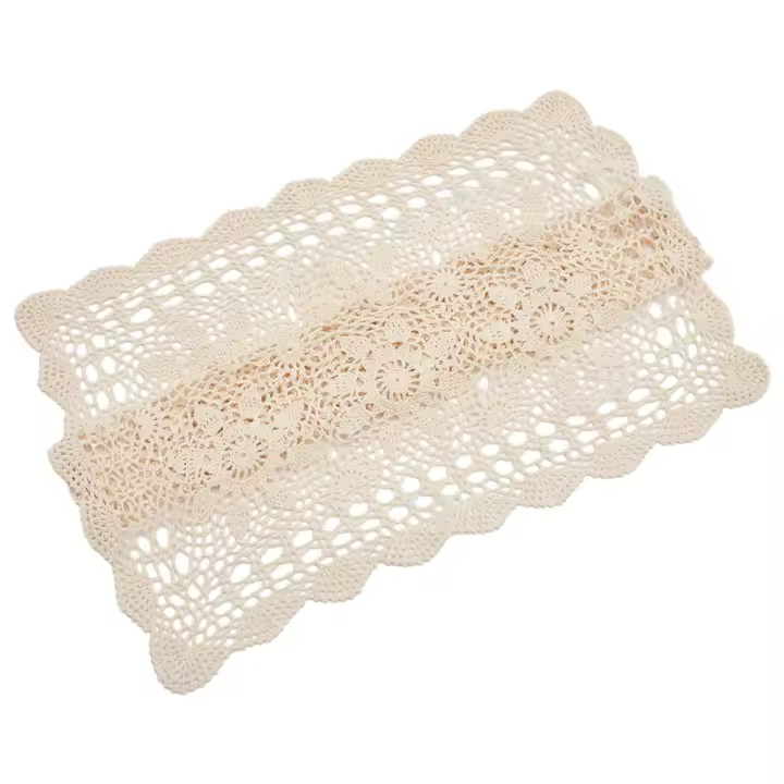Mantel Cuadrado Vintage De Algodón Con Encaje Y Flores Para Bodas Y Fiestas Cubierta De Mesa Decorativa Para Sala De Estar - 1