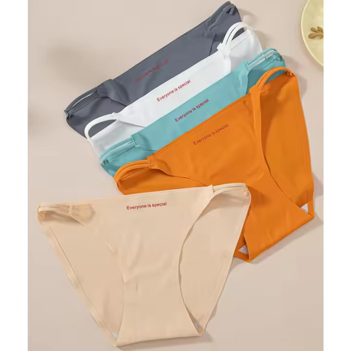 Pack de 5 bragas para mujer, triángulo con sensación desnuda, seda fría, crotch antibacteriano de algodón puro, alta elasticidad, cintura media y diseño sexy - 1