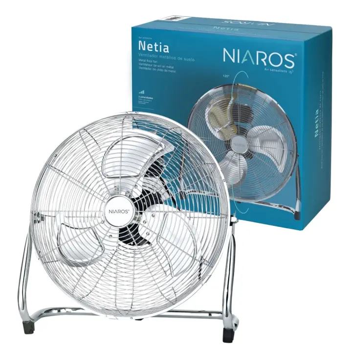 Ventilador Metálico de Suelo Netia 140W – 3 Velocidades | Rejilla Reforzada | Inclinación 120° | 51cm Diámetro | Niaros - 1