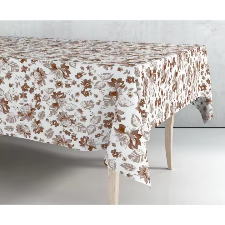 Mantel de Hule Estampado por Metros - Flores Marrones 43322-1    mantel por metros; manteles; mantel barato; mantel jardín - 1
