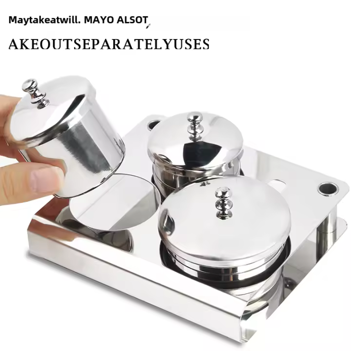 Set De 3 Piezas De Manicura Con Contenedor De Acero Inoxidable Para Líquido Y Polvo Acrílico Tazón Dappen Con Tapa Metálica Y Tazón Desinfectante Para Herramientas De Arte De Uñas - 1