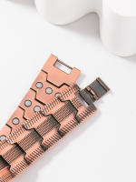 Pulsera De Terapia Magnética Retro Para Hombre En Cobre Rojo Con Tres Filas Anchas Pulsera De Cadenas Moda Casual - details 2