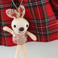 Conjunto De 2 Vestidos Para Niñas Con Colgante De Conejo Estilo Princesa De Primavera Y Otoño Largo Con Mangas Plaid Gran Escote Vestido De Algodón Y Poliéster - details 12