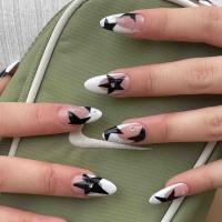 Juego De Uñas Postizas En Forma De Álamo 24Pcs Set Blanco Nublado Y Estelar Acrílicas Artísticas Para Mujeres Estilo Ins - details 5