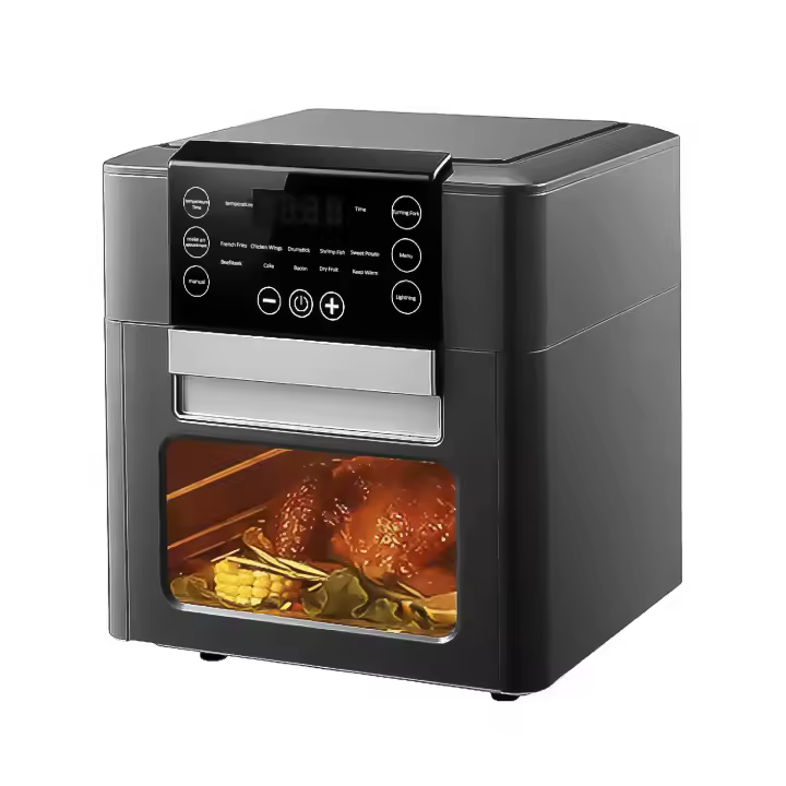 DAM. Freidora de aire multifunción con 1350W, 12L de capacidad. Pantalla LCD con panel de control táctil y 9 programas de cocina pregrabados. 32,5x29x37cm - 1