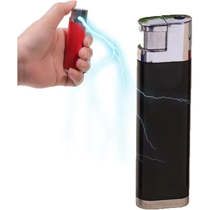Broma de encendedor con descarga eléctrica, encendedor con descarga eléctrica complicado, juguetes de broma con descarga eléctrica, bromas y peculiaridades esenciales, encendedor con descarga eléctrica (negro) - 1