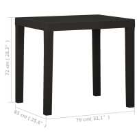 vidaXL Mesa de jardín de plástico gris antracita 79x65x72 cm - details 4