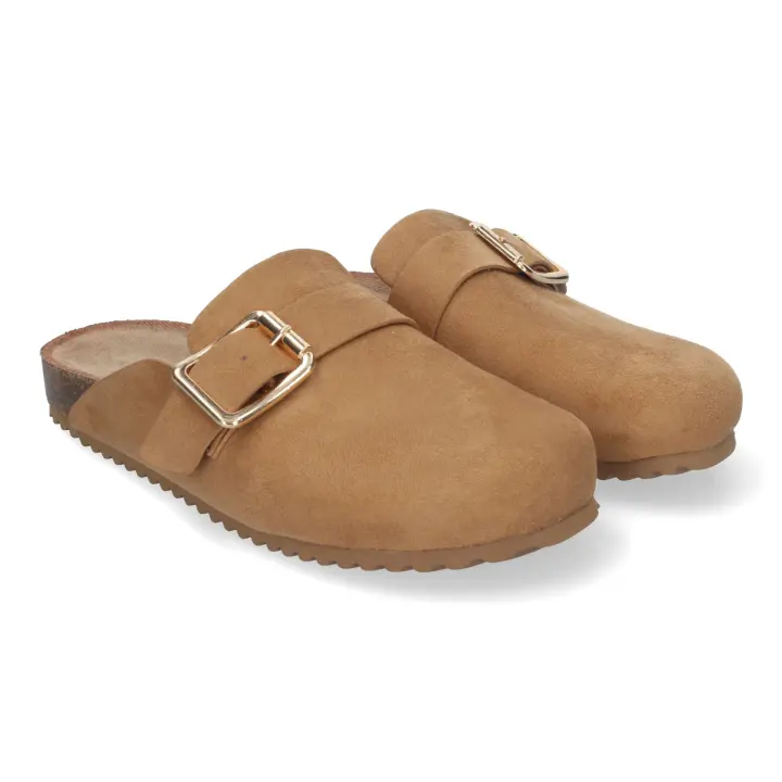 Zuecos planos para mujer cómodos color camel DB-3185 - 1