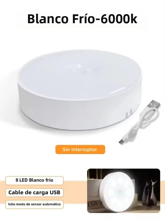 Lámpara Nocturna LED Con Sensor De Movimiento Recargable USB Para Armario Cocina Escalera Luz De Armario Inalámbrica Luz De Alacena - 1