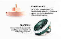 VENTRONIK  Ventilador Portátil con Luz propia y Batería Recargable USB Tipo C, Para Interior y Exterior, sin Cable - details 1