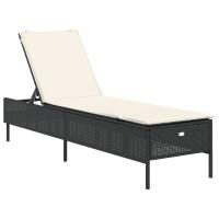 vidaXL Tumbona con cojín ratán sintético Negro, Marrón, Gris Sillas de Exterior Ideal para jardín, playa, piscina, terraza Tumbona Piscina Tumbonas Playa Tumbonas Jardín Exterior - details 0