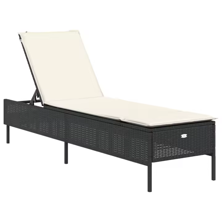vidaXL Tumbona con cojín ratán sintético Negro, Marrón, Gris Sillas de Exterior Ideal para jardín, playa, piscina, terraza Tumbona Piscina Tumbonas Playa Tumbonas Jardín Exterior - 1
