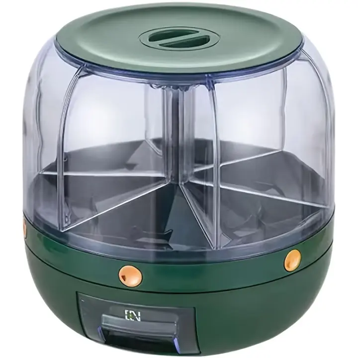 1 contenedor de almacenamiento de alimentos giratorio de 6 compartimentos-hermético, dispensador de plástico reutilizable para arroz, frijoles y más-perfecto para organización de cocina - 1