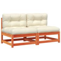 vidaXL Sofás jardín cojines sin reposabrazos 2 uds madera marrón cera Conjunto Terraza Muebles Jardín Exterior Juego de Muebles de jardín Mueble Jardín Exterior Muebles de Salon Exterior - details 0
