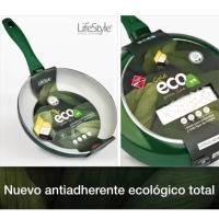 Lifestyle Sarten aluminio antiadherente cerámico 20cm/24cm/28cm | Gold eco green, respeto con el medioambiente | Antiadherente cerámico | Válida para inducción y todo tipo de fuegos | Libre de PFOA y PTFE | Mango tacto silicona - details 1