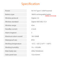 Alarma De Sirena Inteligente Tuya Zigbee/Wifi Impermeable Con Suministro De Energía Solar Y USB Control Remoto 95dB Exterior - details 15