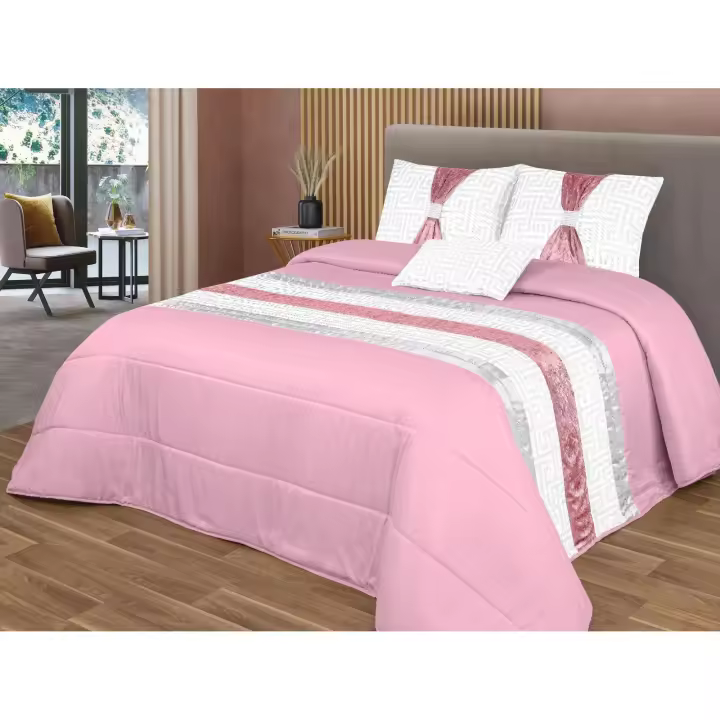 Colcha Edredón de acolchado fino cristal con pedreria y brillo 200×260 cms + 3 cojines a juego con relleno para entretiempo,Colcha decorar tu dormitorio para Cama 90cm/ 105cm - 1