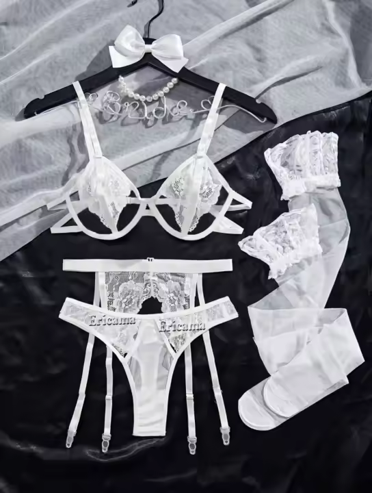 Lencería Sexy Para Mujer En Encaje Transparente Conjunto De Sujetador Y Bragas Push up Briefs Lencería Erótica Conjunto De Bragas Y Sujetador - 1