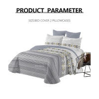 Funda de cama de rayas grises con 2 fundas de almohada, 135 camas/150 camas se pueden usar en ambos lados, que es resistente a la suciedad y fácil de limpiar - details 0