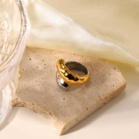 Anillo Cruzado De Acero Inoxidable Pulido Uworld Estilo Punk Con Conexión De Colores Plata Y Oro Para Mujer Joyería De Moda - details 5