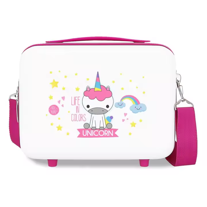 Neceser Roll Road con Bandolera - Rígido ABS - Colección Little Me Unicorn Blanco - Adaptabilidad a la Maleta - Ref 4743964 - Organizador Interior - 29 X 21 X 15 Cm - Nueva Colección - - 1