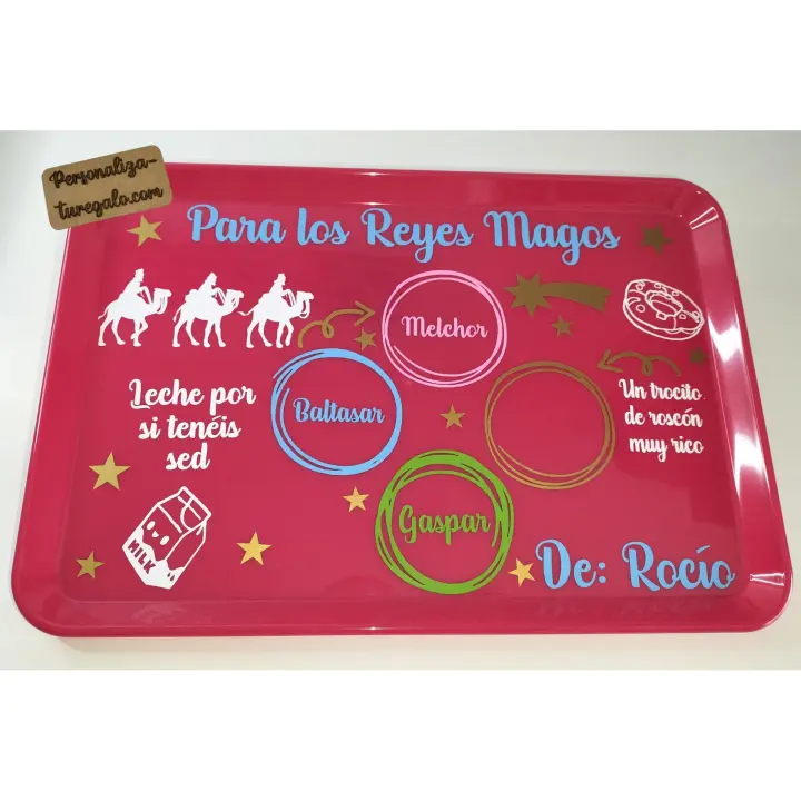 Bandeja para los Reyes Magos y Papá Noel Con El Nombre de los niños, Tamaño 35x24cm decoración navideña navidad 2024 2025 - 1