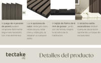 Tectake - Paneles acusticos decorativos SONIC WALL de MDF, Juego de piezas, 60 x 120 x 2,1 cm cada uno, Chapa de madera real, Absorción acústica, Tejido de fieltro y madera, Insonorización acústica para pared, Listones de madera, Alta calidad - details 4