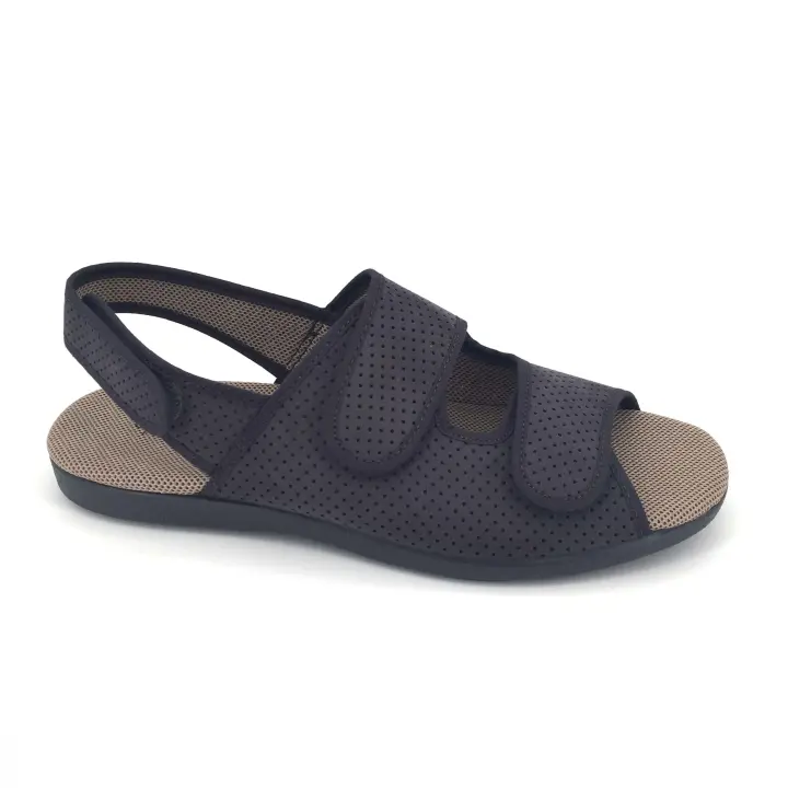 Sandalia Garzón para hombre color gris, mod.6701.199, Sandalias ajustables con cinta textil adhesiva cómodas y antideslizantes - 1