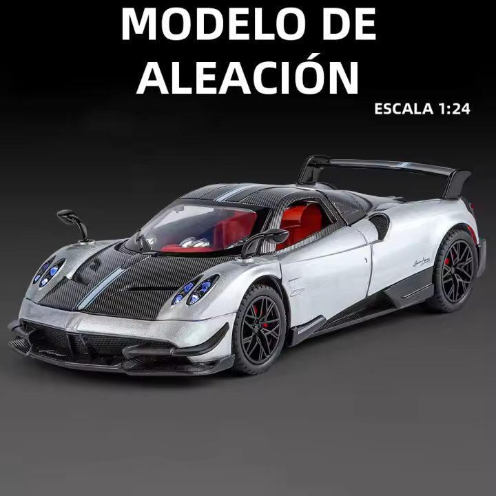Coche De Deportes a Escala 1:24 PAGANI Huayra BC Modelo Juguetes De Metal Con Absorción De Choque Sonido Luz Función Retroceso Para Niños - 1