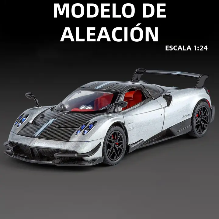 Coche De Deportes a Escala 1:24 PAGANI Huayra BC Modelo Juguetes De Metal Con Absorción De Choque Sonido Luz Función Retroceso Para Niños - 1