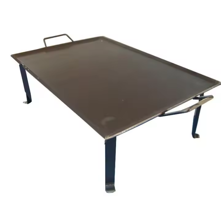 Plancha asar acero 4 mm+2 asas metal+patas sin vertegrasas 50x33 - 1