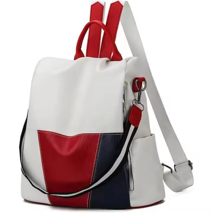 Mochilas Mochila Mujer PU Correa Arcuata Mochipa de Espalda Cuero Suave with Cremallera Diseño Parche Liner - 1