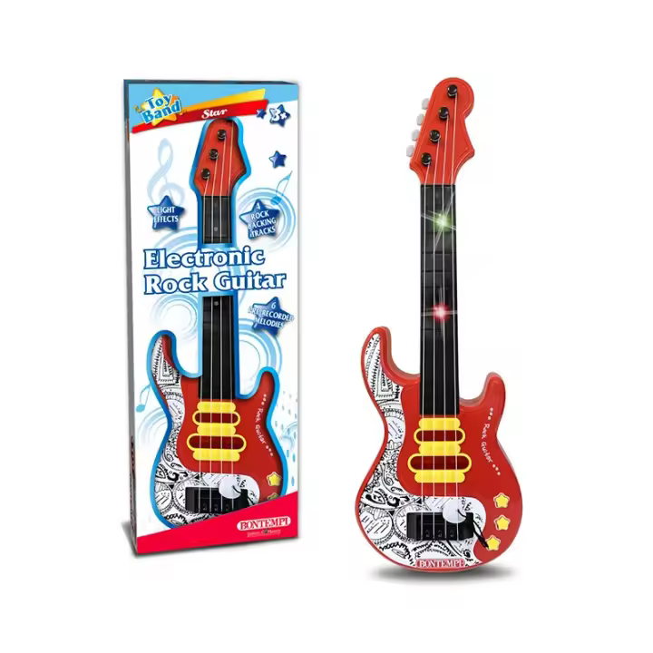 Bontempi Guitarra Eléctrica Roja con Luces LED - Diseño Vibrante - Sonido Potente - 1
