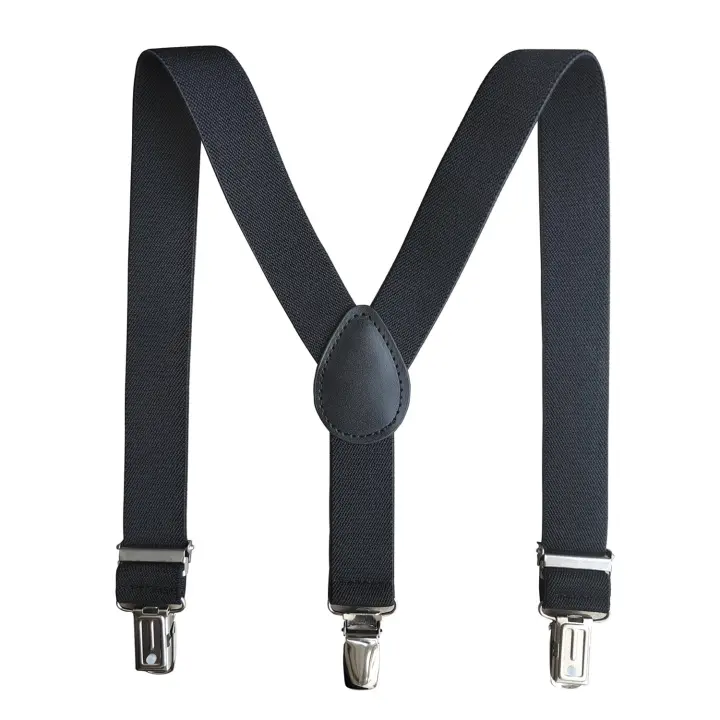 Tirantes para Hombre Negro Tirantes para Caballero con 4 Clips Tirantes en Forma X Elásticos Tirantes Elásticos Hombre Tirantes - 1
