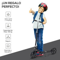 HOMCOM Patinete Plegable para Niños de 7-14 Años Scooter Infantil Manillar Ajustable en Altura de 4 Niveles con Freno 88x37x75-100 cm - details 5