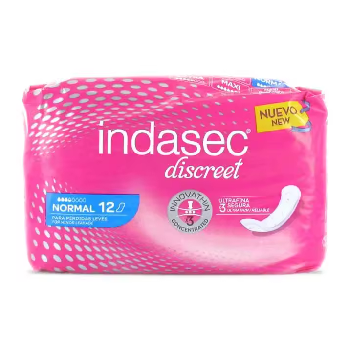 Indasec Discreet Normal para Pérdidas Leves - 12 Uds. Ultrafina y Antiescape - 1