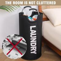 Cesta plegable para la ropa sucia de 90 L, capacidad con ASA, Bolsa de ropa de Tela Oxford, contenedor para botellas de Depósito, cesta de almacenamiento, color Negro - details 4