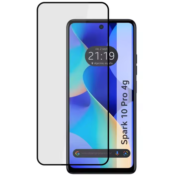 Tumundosmartphone Protector Cristal Templado Completo 5D Full Glue Negro para TECNO SPARK 10 Pro Vidrio - 1