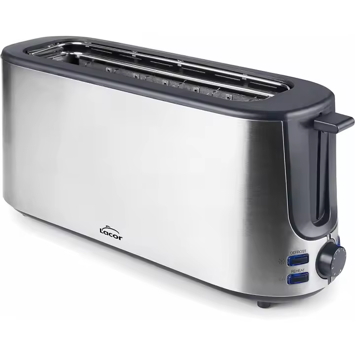 LACOR 69360 Tostadora con Ranura Larga, 1000 W, Acero Inoxidable, plata [Clase de eficiencia energética A++] - 1