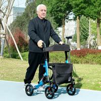HOMCOM Andador para Ancianos Plegable de Aluminio Andador para Personas Mayores con Asiento y 4 Ruedas Andador con Altura Ajustable Frenos de Maneta y Bolsa de Transporte Azul y Negro - details 7