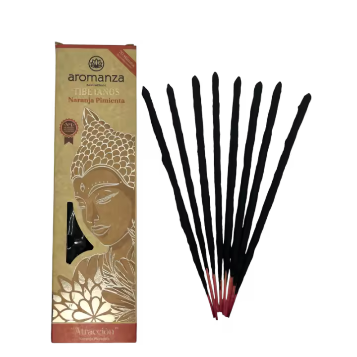 Incienso Tibetano Naranja Pimienta Atracción Inciensos Aromanza Argentina - Sahumerio artesanal 8 varillas extra gruesas - 1