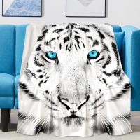 Manta De Tigre Blanco Suave Y Cálida De Poliéster Para Sofá Y Cama Estilo Americano Con Estampado De Noche Estrellada Manta Portátil Para Todas Las Estaciones - details 16