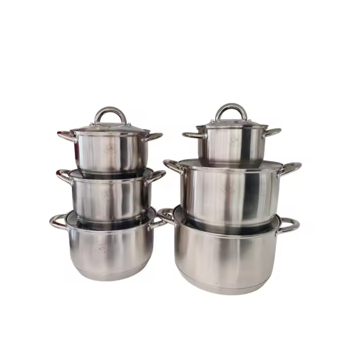 Set olla - juegos de ollas - 12 piezas - marca royal swiss -  apto para todo tipo de fuegos - INDUCCIÓN - ACERO INOXIDABLE - 2.1/2.9/3.9/5.0/6.5/8.0 LITROS - 1