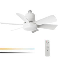 Ventilador de techo inalámbrico con control remoto, con rosca y luz regulable, con bombilla enchufable para pasillo, cocina, baño, garaje y cuarto de herramientas, color blanco. - details 6