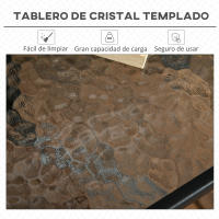 Outsunny Mesa de Jardín Cuadrada Mesa de Comedor Exterior 76x76x72 cm con Agujero para Sombrilla y Encimera de Vidrio Templado para Patio Terraza Negro - details 4
