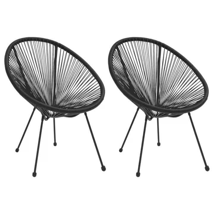 vidaXL Sillas de media luna de jardín 2 unidades ratán negro - 1