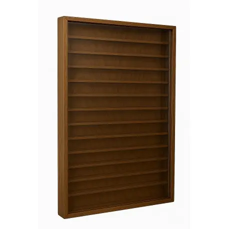 Vitrina colecciones miniaturas. Acabado Barniz Roble. Medidas (ancho/fondo/alto): 50 * 5 * 70 cms. - 1